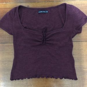 Burgundy cropped Abercrombie and Fitch shirt